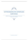GZW1026 Statistiek - ALLE uitwerkingen   juiste antwoorden seminars 2018-2019 (meest recent) 