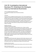 Unit 39 - International Business Assignment 1  (Distinction Level)  