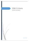 DSM-5 criteria - Klinische Psychologie 1