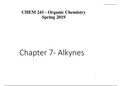 Chem 241 Chapter 7: Alkynes
