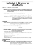 Samenvatting Sociologie - Hoofdstuk 5 Structuur en Stratificatie 