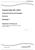 PVL3704 (Undue Enrichment, Liability and Estoppel) Tutorial Letter 201 2018 (Contains Assignment Answers for 2018. Assignment Questions Are Often Repeated)