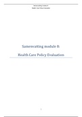 Samenvatting module 8 Health care policy evaluation