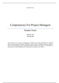 Assignment 2: Competencies for Project Managers  Due Week 6 and worth 175 points