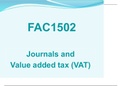 FAC1502-2023 JOURNALS AND VALUE ADDED TAX IN-DEPTH EXERCISE SOLUTIONS AND WELL EXPLAINED NOTES OF DIFFERENT ENTRIES