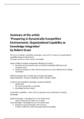 Prospering in Dynamically-Competitive Environments: Organizational Capability as knowledge Integration by Robert Grant (1996)