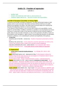 Article 10 - Freedom of Expression NOTES & Tutorial Answers // 1st class // colour-co-ordinated.
