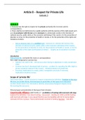 Article 8 - Private Life NOTES & Tutorial Answers // 1st class // colour-co-ordinated.