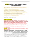 Article 3 - Inhuman Degrading treatment NOTES & Tutorial Answers // 1st class // colour-co-ordinated.