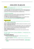 Article 2 - Right to Life NOTES  &  Tutorial Answers // 1st class // colour-co-ordinated.