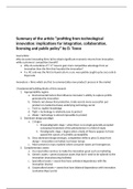 Summary of the article Profiting from technological innovations: implications for integration, collaboration, Licensing and Public Policy  by David Teece