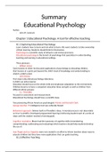 Summary educational psychology. 6th edition. Chapter 1, 2, 3, 4, 5, 6, 7, 8, 9, 10, 12, 13.