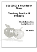 PRS304C - Teaching practice 3 (grade 1-3) : Assignment 54 Health Education