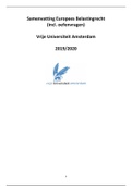 Volledige Samenvatting Europees Belastingrecht (incl. oefenvragen) VU/Leiden 2019/2020