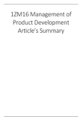 1ZM16 Management of product development article summary