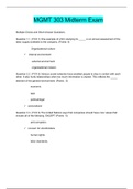DeVry University, Chicago - MGMT 303 Midterm Exam (latest 2019/20), All Answers Correct.