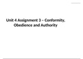 Unit 4 Assignment 3 - Conformity, obedience and authority