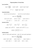 Engineering Mathematics 1a Formula Sheet