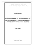 PhD thesis: Shadow economy in the relationship with FDI, institutional quality, and income inequality - Empirical evidence from asian countries