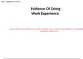 Unit 26:  Work Experience in sport - Evidence of doing Work Experience - Task 2