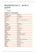 woordenlijst Engels jaar 1 semester 1