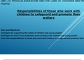 Unit 24 - Physical Education and the Care of Children and Young People&colon;  Assignment 3 - Responsibilities of those who work with children to safeguard and promote their welfare