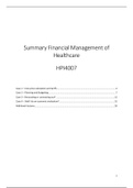 Summary and case notes of HPI4007 Financial Management of Healthcare