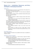 Institutions, resources, and entry strategies in emerging economies - Meyer et al. (2009) - Summary