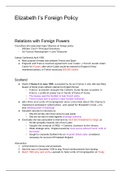 Elizabeth I Foreign Policy - 1C AQA notes  - very detailed with contents
