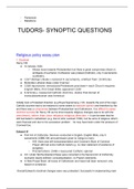 Synoptics questions essay plans- Tudors 1C AQA 