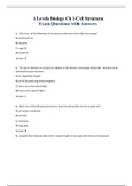 Cambridge International AS and A Level Biology Ch 1-Cell Structure Exam Questions with Answers