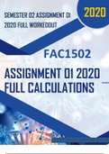 FAC1502-2020 FULL ASSIGNMENT 01 SEMESTER 01 WITH CALCULATIONS DEMONSTRATIONS