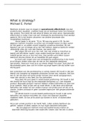 Samenvatting: Michael E. Porter -  What is strategy?