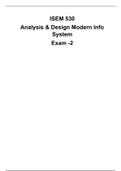 ISEM 530 : Analysis & Design Modern Info System Exam -2, Latest 2019/20 complete A+ Guide.