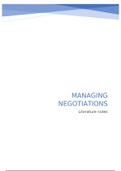 Literature summary Managing Negotiations 