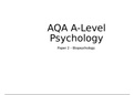 AQA A Level Psychology Paper 2 - Biopsychology 