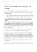Chamberlain College of Nursing - NURSING 439 Discussion week 3 Week 3&colon; Research Problems&comma; Designs&comma; and Sample