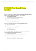 ETHC 445 Final Exam with Essay (All Answers Correct): Devry University