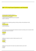 QNT 275 FINAL EXAM-ANSWERS; Statistics for Decision Making.