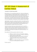 NR 305 Week 4 Assessment of Cardiac Status