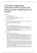 Describe two published examples of iPSC-derived cells being used for modelling human disease 