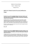 MATH 221 Week 8 [end-of-course] Reflection Paper/Statistics For Decision Making: DeVry University ( Download To Get An A)
