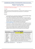 NR 305 Week 4 Assignment, Patient Teaching Plan Worksheet (Stress and Time Management)