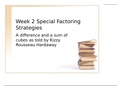 MATH 114 Week 2 Discussion: Special Factoring