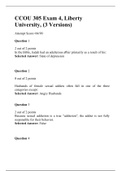  CCOU 305 Exam -4 (3 Versions), Liberty University, Latest , More Version for bettergrades.