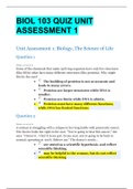 BIOL 103 QUIZ UNIT ASSESSMENT 1 WITH COMPLETE SOLUTIONS GRADED A 