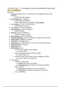 AP Psychology Units 11 - 12 Intelligence and Abnormal Behavior Notes