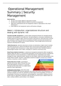 Operational management summary
