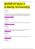 BUSI610 Quiz 2 (Liberty University) WITH ALL LATEST SOLUTIONS GRADE A