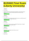 BUSI682 Final Exam (Liberty University) WITH ALL LATEST SOLUTIONS GRADE A